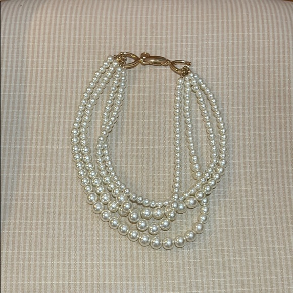 Jewelry - Triple Strand Pearl Necklace with Gold Clasp